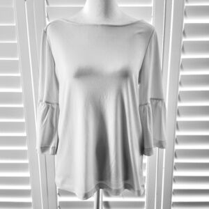 Banana Republic White Bell Sleeve Boat Neck Top Blouse Size Small